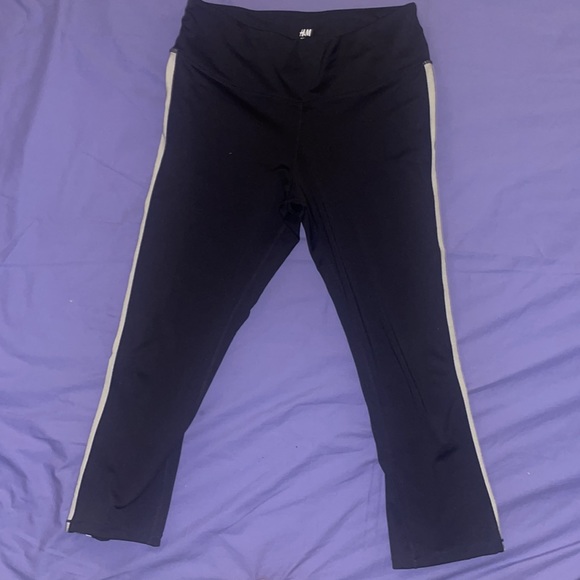 H&M Pants & Jumpsuits H M Sport Leggings In Black Shiny Silver